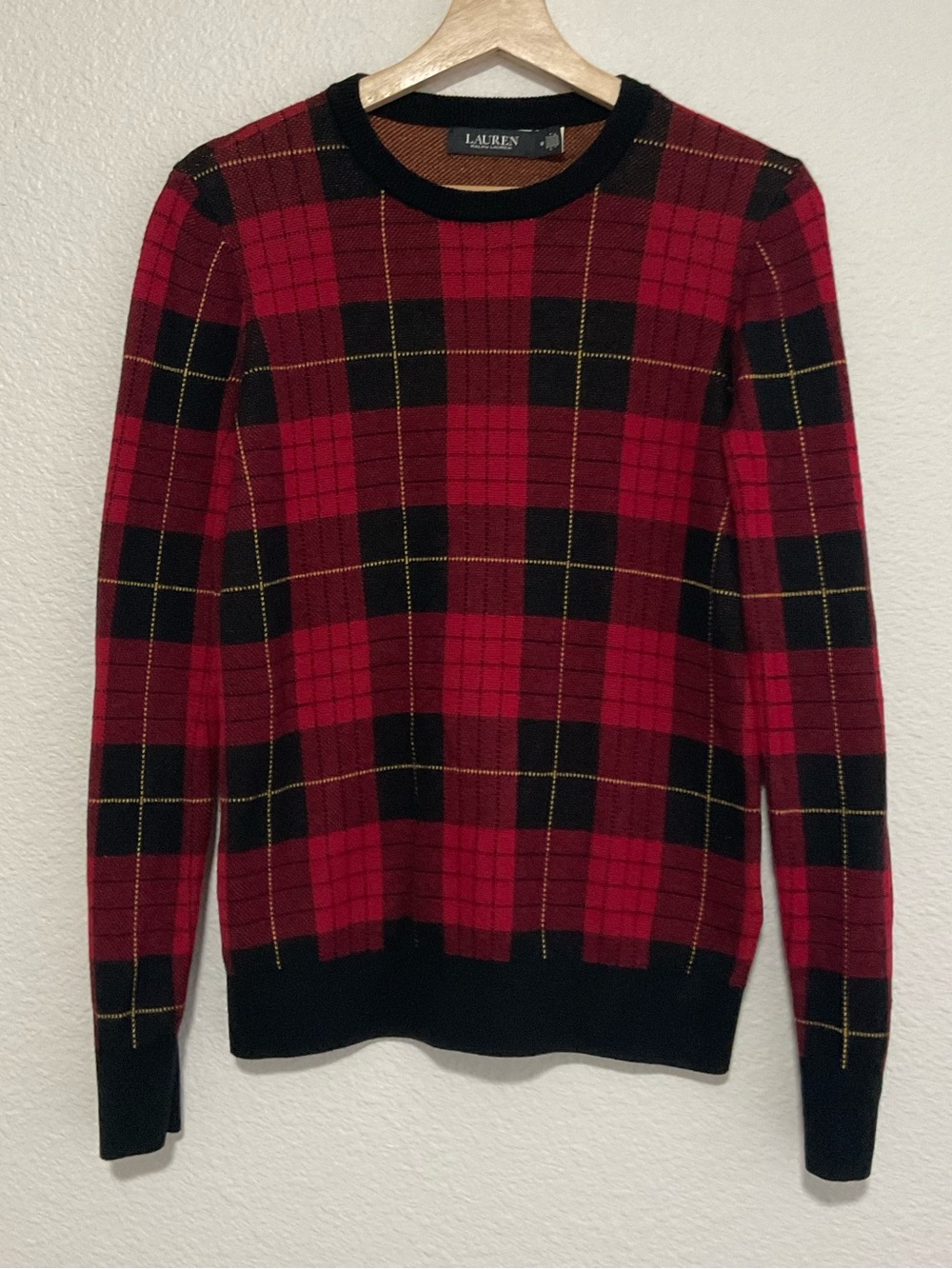 Lauren Ralph Lauren Red Plaid Crewneck Sweater